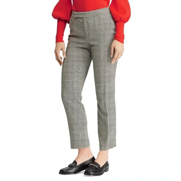 NEW Lauren Ralph Lauren Houndstooth Trouser Pants Black & White Size 4 - Picture 2 of 8